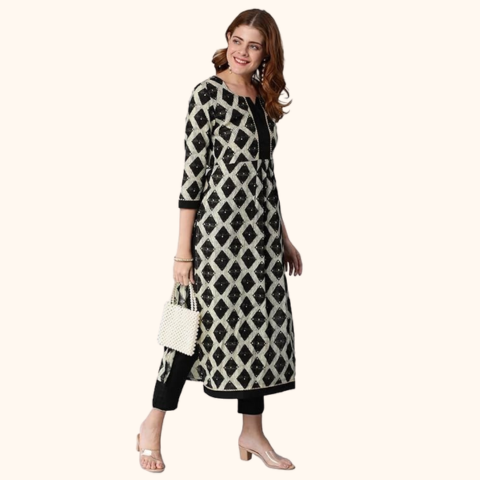 Women's Cotton Blend Kurta with Pant